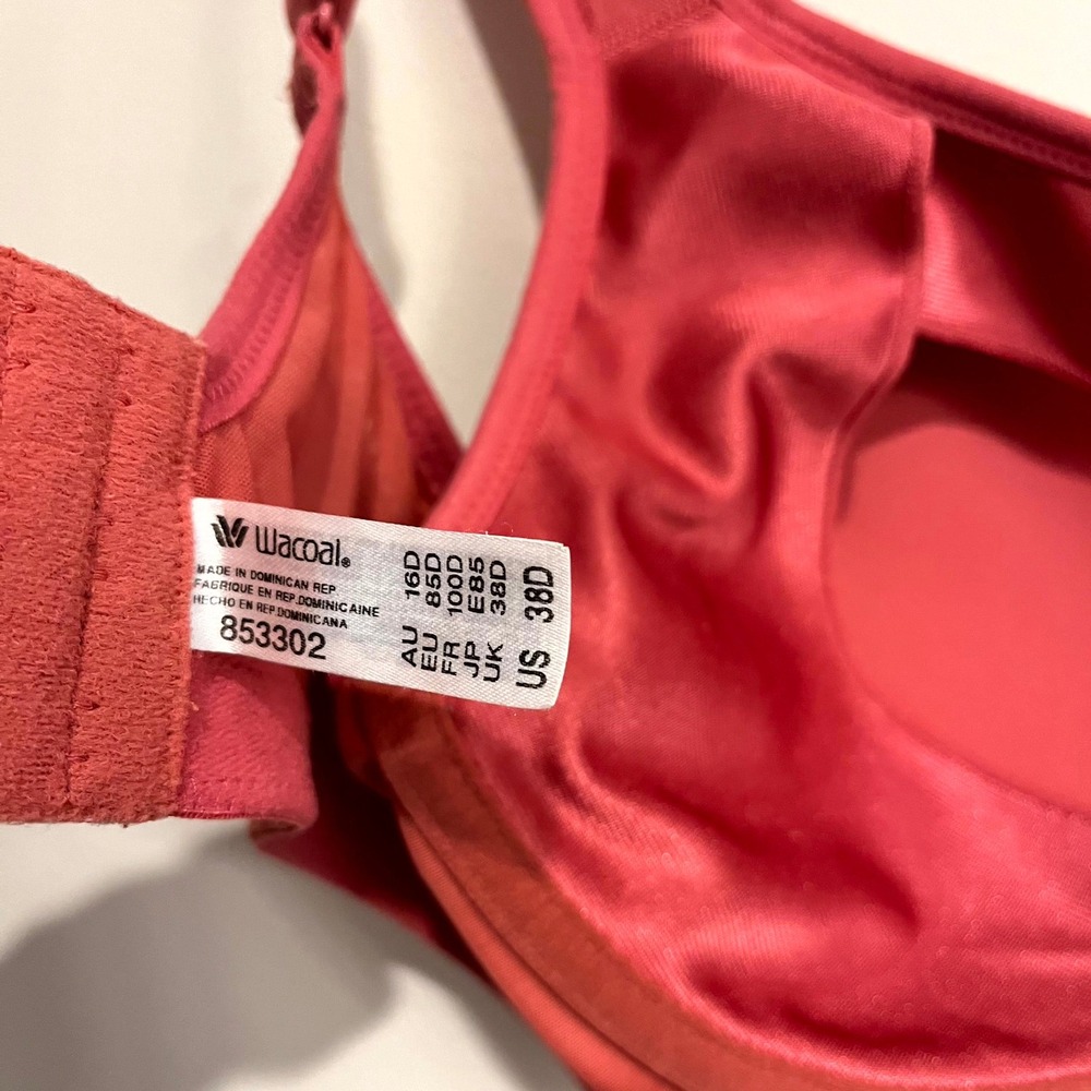 Wacoal Sports Bra Lindsey Underwire High Impact Pink Womens 38D - Picture 4 of 4